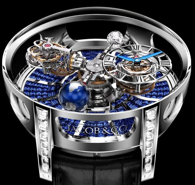 Jacob & Co. ASTRONOMIA TOURBILLON BAGUETTE BLUE SAPPHIRES Watch Replica AT800.30.BD.BB.A Jacob and Co Watch Price